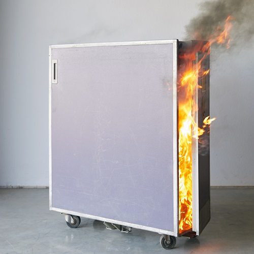 Aircraft fire containment waste stowage test